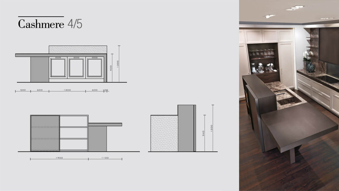 The Cashmere Kitchen Island Drawing